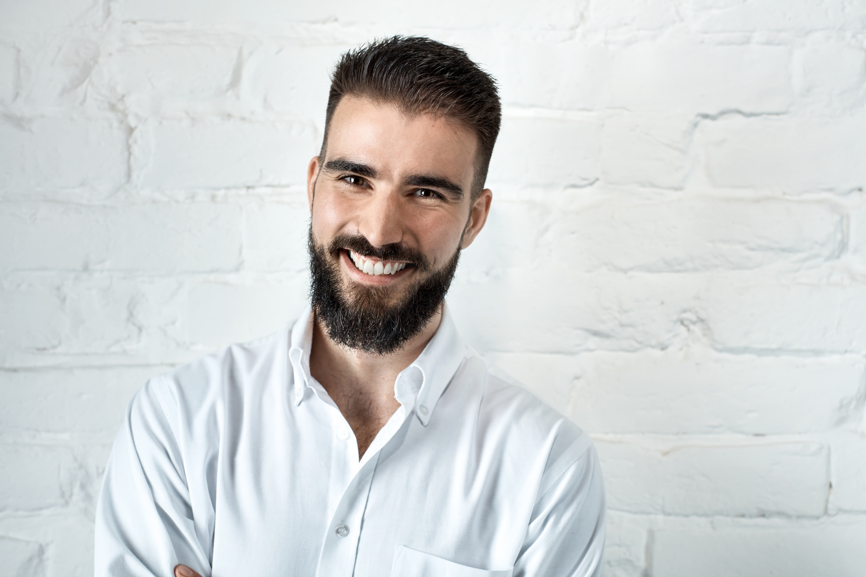 Portrait of Happy Bearded Man Smiling